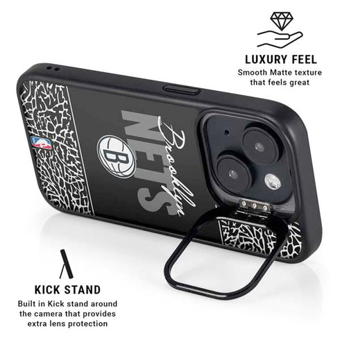 NBA Brooklyn Nets Elephant Print iPhone 15 Kickstand Case