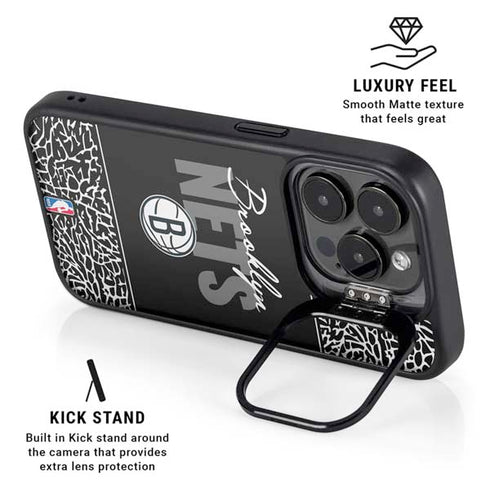 NBA Brooklyn Nets Elephant Print iPhone 15 Pro Kickstand Case