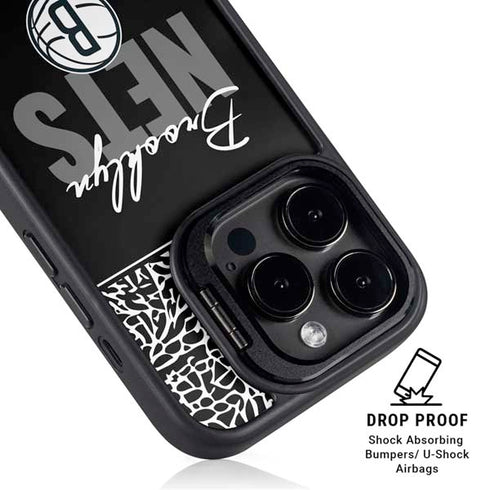 NBA Brooklyn Nets Elephant Print iPhone 15 Pro Kickstand Case