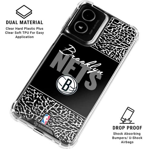 NBA Brooklyn Nets Elephant Print Moto G Power 5G (2024) Clear Case
