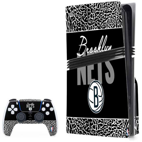 NBA Brooklyn Nets Elephant Print PS5 Pro Disk Bundle Skin