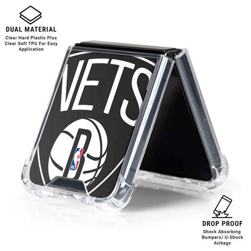 NBA Brooklyn Nets Large Logo Galaxy Z Flip6 Clear Case