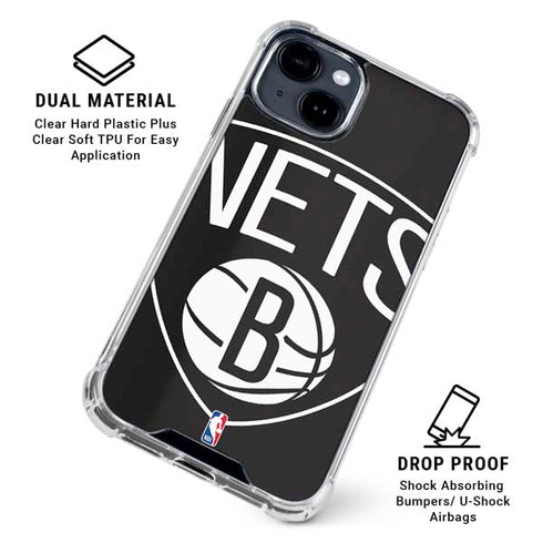 NBA Brooklyn Nets Large Logo iPhone 15 Clear Case