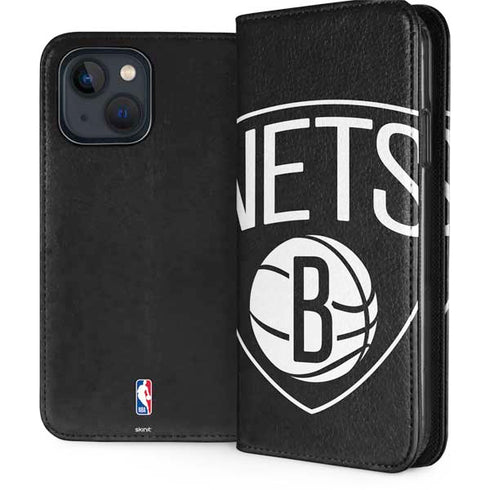 NBA Brooklyn Nets Large Logo iPhone 15 Plus Folio Case