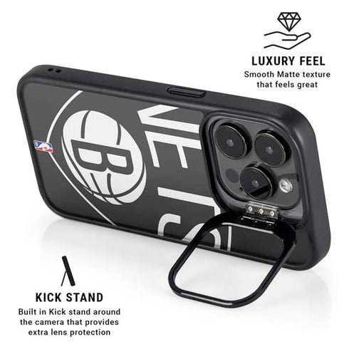 NBA Brooklyn Nets Large Logo iPhone 15 Pro Max Kickstand Case