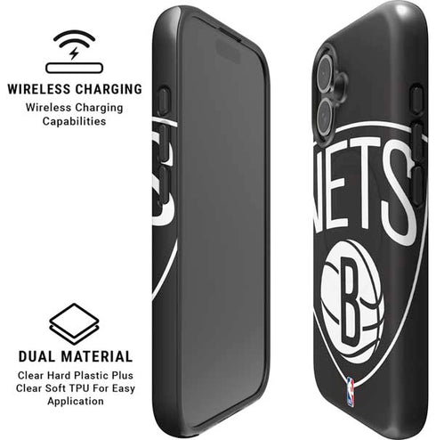 NBA Brooklyn Nets Large Logo iPhone 16 Magsafe Impact Case