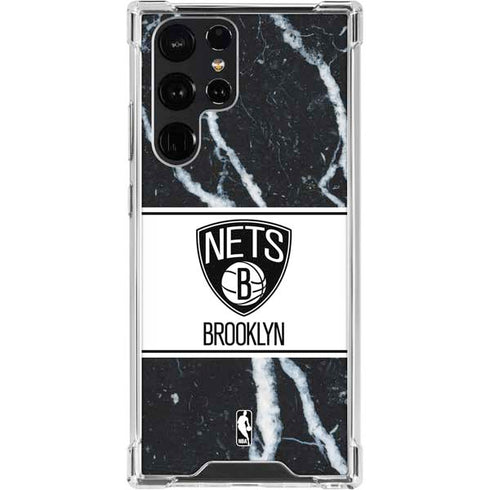 NBA Brooklyn Nets Marble Galaxy S23 Ultra Clear Case