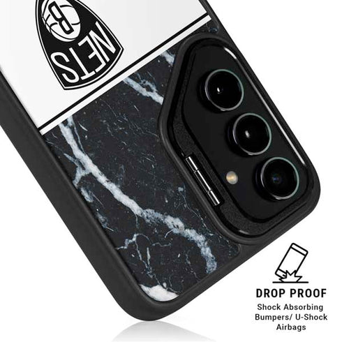NBA Brooklyn Nets Marble Galaxy S24 FE Kickstand Case