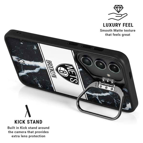 NBA Brooklyn Nets Marble Galaxy S25 Kickstand Case