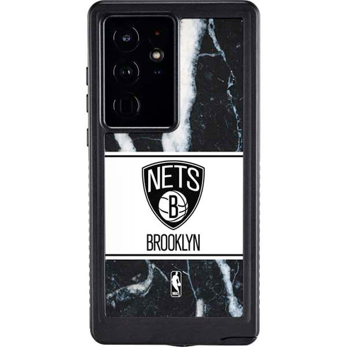 NBA Brooklyn Nets Marble Galaxy S24 Ultra Waterproof Case