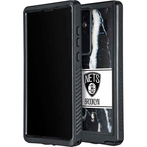 NBA Brooklyn Nets Marble Galaxy S24 Ultra Waterproof Case