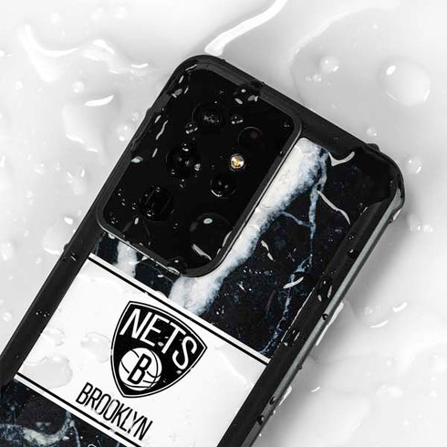 NBA Brooklyn Nets Marble Galaxy S24 Ultra Waterproof Case
