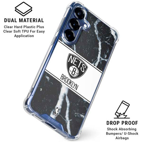 NBA Brooklyn Nets Marble Galaxy S25 Clear Case