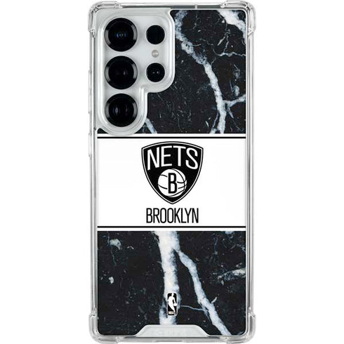 NBA Brooklyn Nets Marble Galaxy S25 Ultra Clear Case