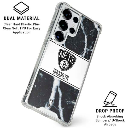 NBA Brooklyn Nets Marble Galaxy S25 Ultra Clear Case