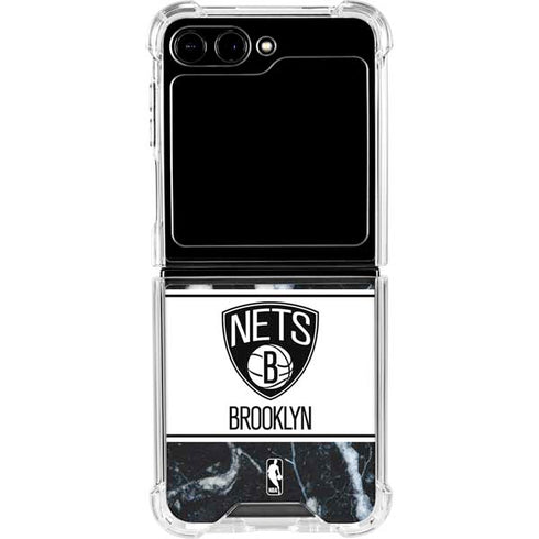 NBA Brooklyn Nets Marble Galaxy Z Flip6 Clear Case