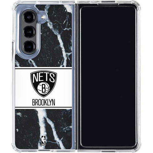 NBA Brooklyn Nets Marble Galaxy Z Fold5 5G Clear Case