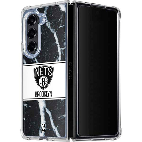 NBA Brooklyn Nets Marble Galaxy Z Fold5 5G Clear Case