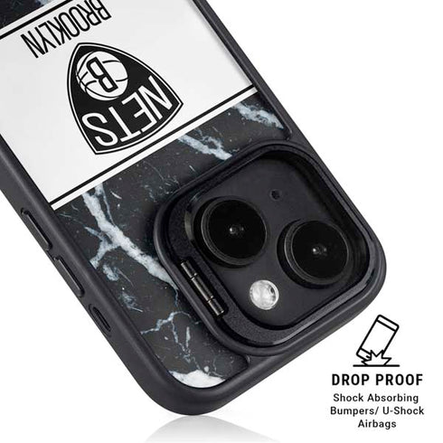 NBA Brooklyn Nets Marble iPhone 14 Plus Kickstand Case