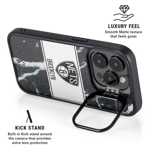 NBA Brooklyn Nets Marble iPhone 14 Pro Kickstand Case