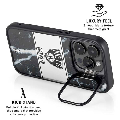 NBA Brooklyn Nets Marble iPhone 14 Pro Max Kickstand Case