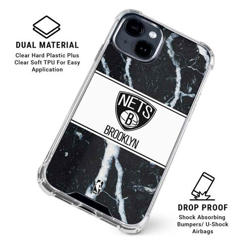 NBA Brooklyn Nets Marble iPhone 15 Clear Case