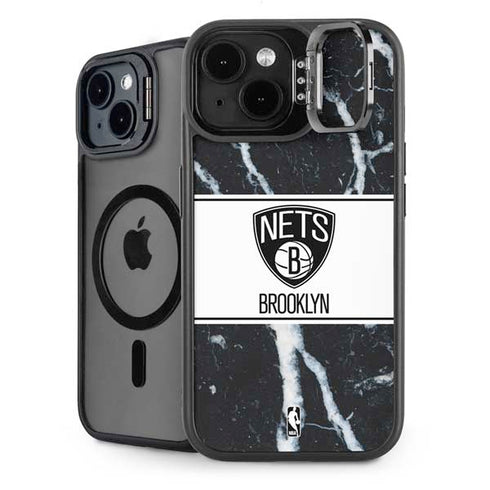 NBA Brooklyn Nets Marble iPhone 15 Kickstand Case
