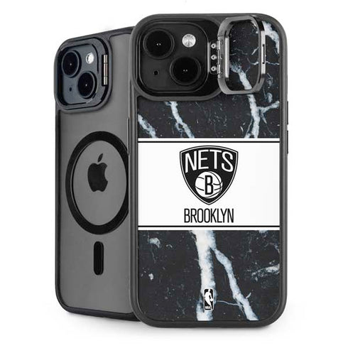 NBA Brooklyn Nets Marble iPhone 15 Plus Kickstand Case