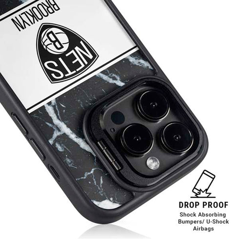NBA Brooklyn Nets Marble iPhone 15 Pro Kickstand Case
