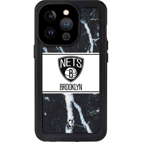 NBA Brooklyn Nets Marble iPhone 15 Pro Waterproof Case