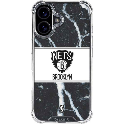 NBA Brooklyn Nets Marble iPhone 16 Clear Case