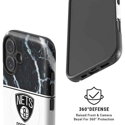NBA Brooklyn Nets Marble iPhone 16 Magsafe Impact Case