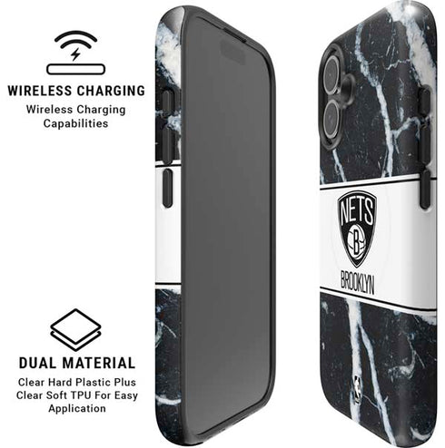 NBA Brooklyn Nets Marble iPhone 16 Magsafe Impact Case
