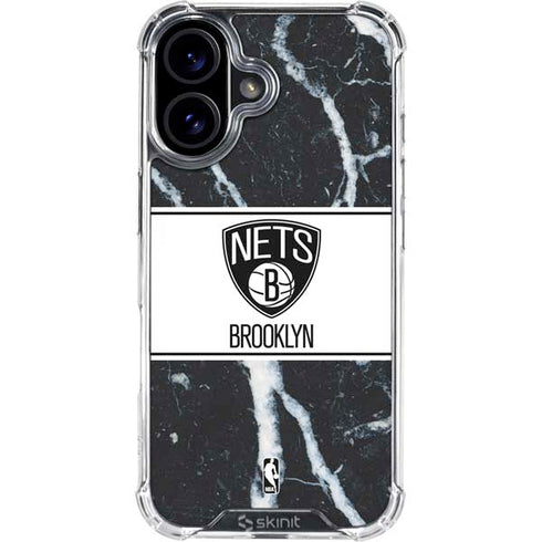NBA Brooklyn Nets Marble iPhone 16 Plus Clear Case