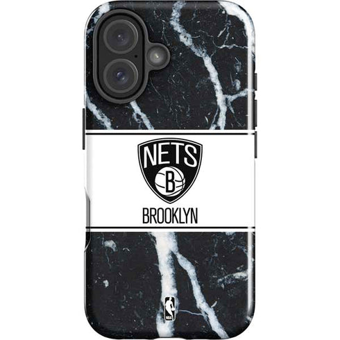 NBA Brooklyn Nets Marble iPhone 16 Plus Impact Case