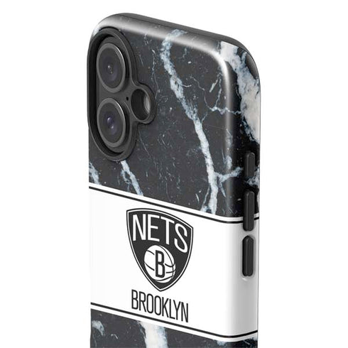 NBA Brooklyn Nets Marble iPhone 16 Plus Impact Case