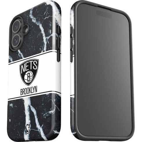NBA Brooklyn Nets Marble iPhone 16 Plus Impact Case