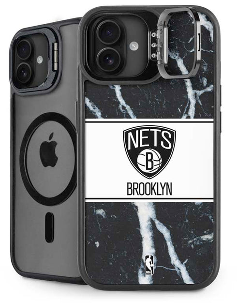 NBA Brooklyn Nets Marble iPhone 16 Plus Kickstand Case