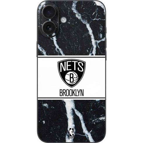 NBA Brooklyn Nets Marble iPhone 16 Plus Skin