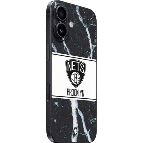 NBA Brooklyn Nets Marble iPhone 16 Plus Skin