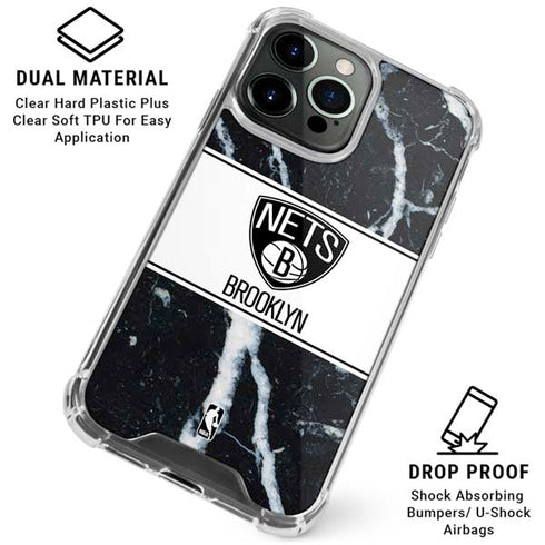 NBA Brooklyn Nets Marble iPhone 16 Pro Clear Case