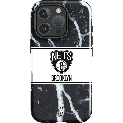 NBA Brooklyn Nets Marble iPhone 16 Pro Impact Case