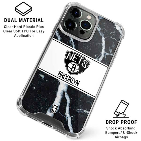 NBA Brooklyn Nets Marble iPhone 16 Pro Max Clear Case