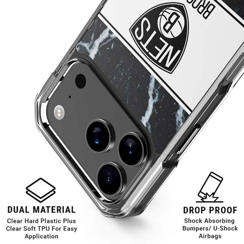 NBA Brooklyn Nets Marble iPhone 18 Pro Clear Case