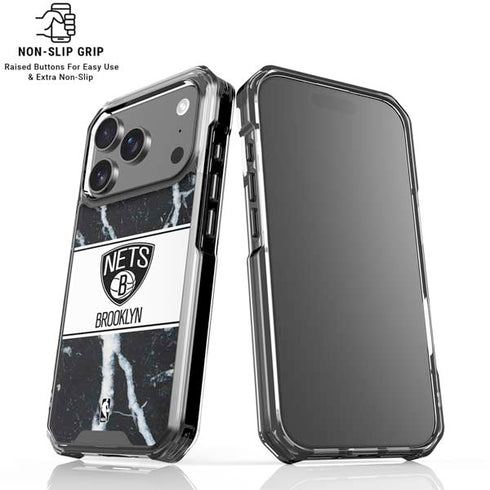 NBA Brooklyn Nets Marble iPhone 18 Pro Clear Case