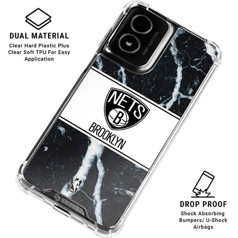 NBA Brooklyn Nets Marble Moto G Power 5G (2024) Clear Case