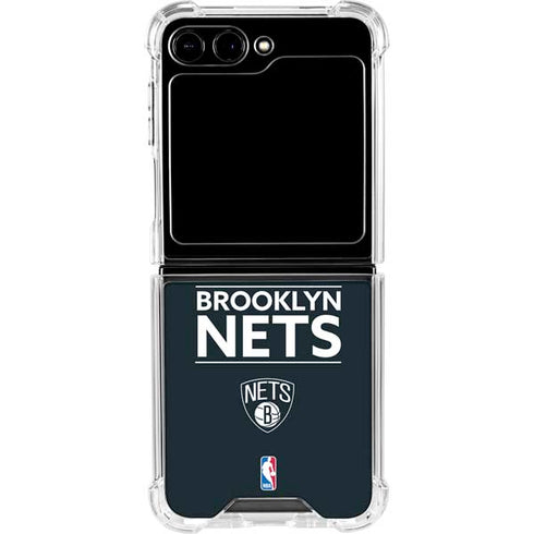 NBA Brooklyn Nets Standard - Black Galaxy Z Flip6 Clear Case
