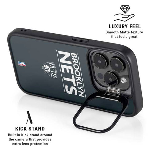 NBA Brooklyn Nets Standard - Black iPhone 14 Pro Max Kickstand Case