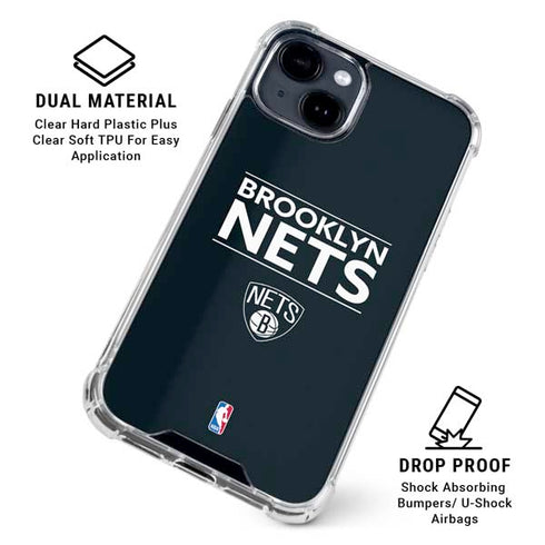 NBA Brooklyn Nets Standard - Black iPhone 15 Clear Case