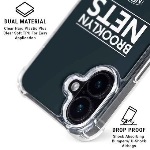 NBA Brooklyn Nets Standard - Black iPhone 16 Clear Case